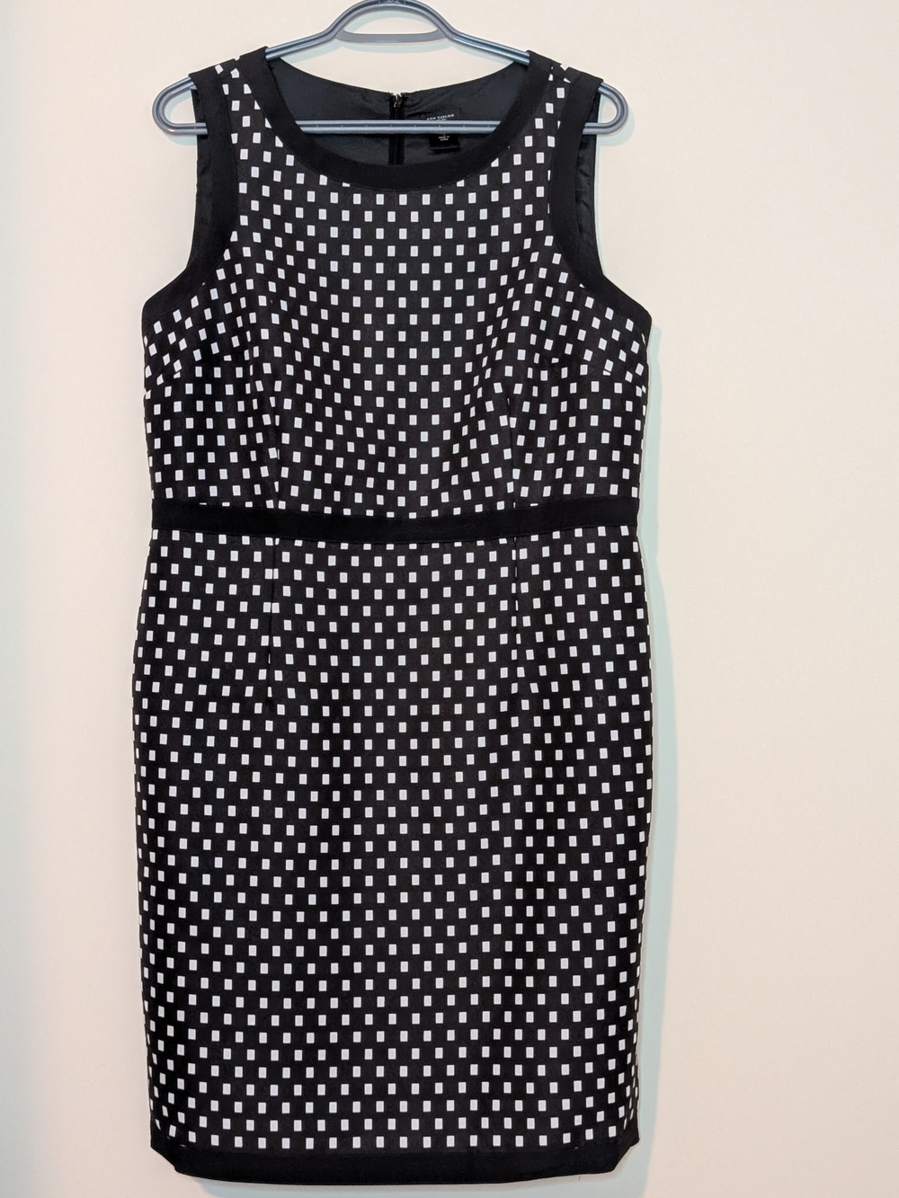 Ann Taylor Black and White Square-Print Dress, Size 12